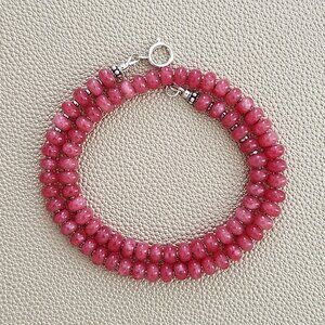 ROSY PINK JADE NECKLACE--16"